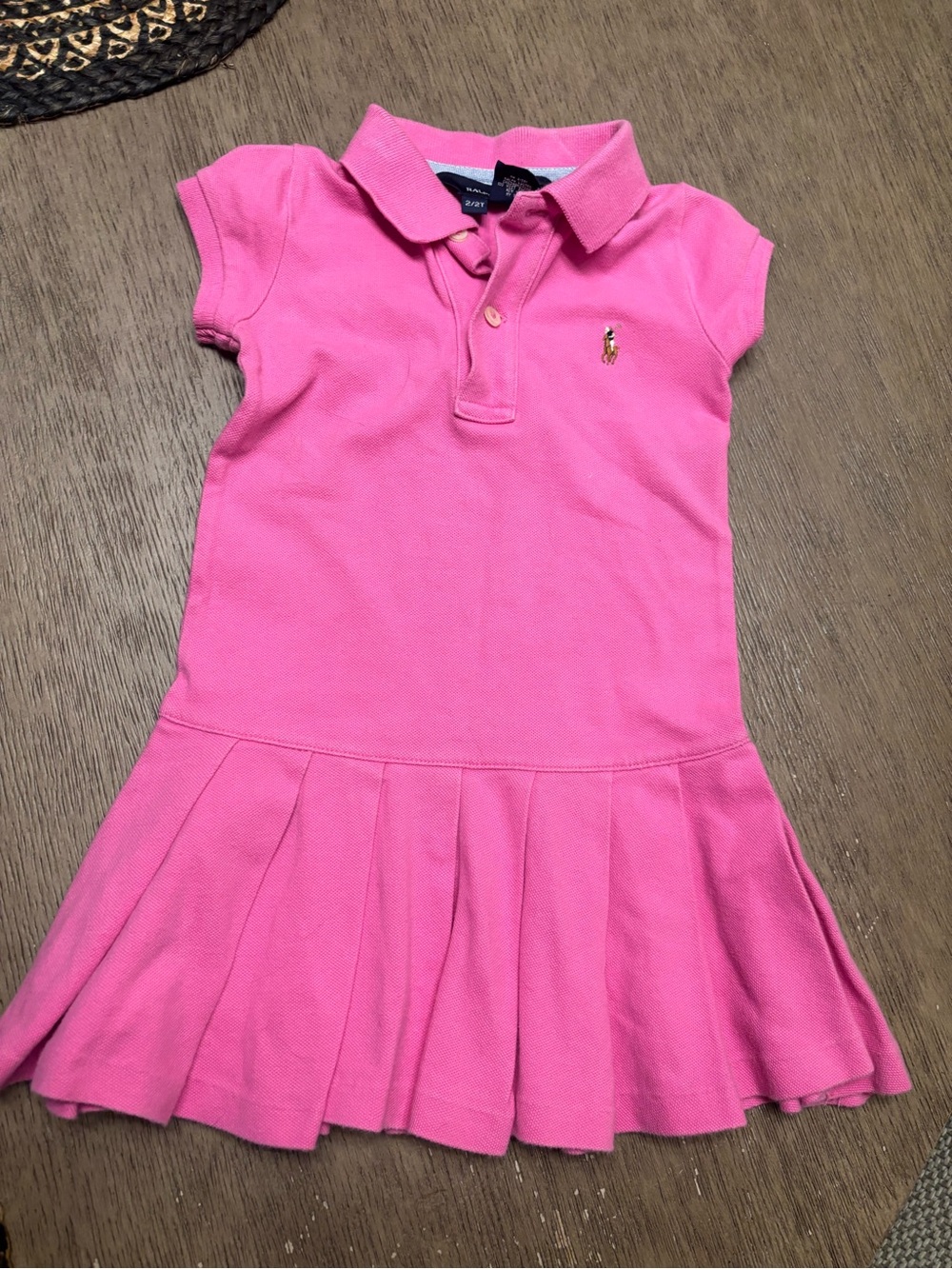 Polo Ralph Lauren Girls Pink Pleated Short Sleeve Dress 2t